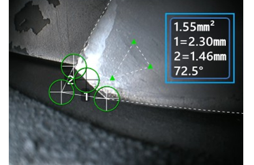 區(qū)域與測量平面配合，測量葉尖掉塊的大小